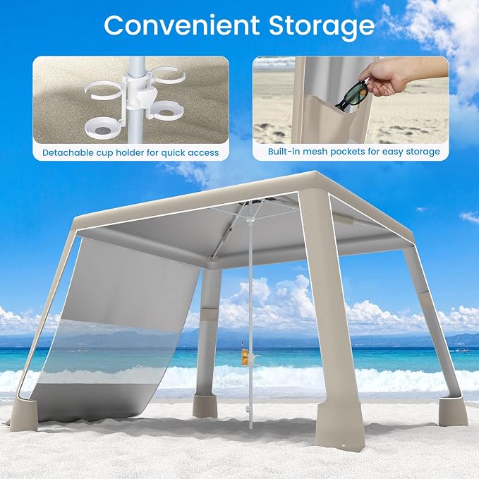MoKo Beach Cabana, UPF 50+ Protection Easy Setup Beach Tent Sun Shelter - Image 8