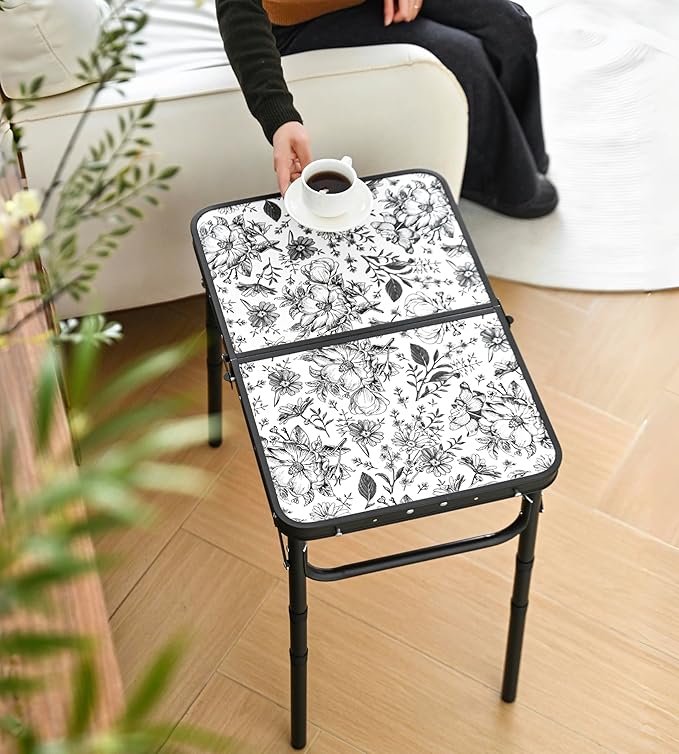 Outdoor Side Table, Portable 3 Adjustable Height Small Outdoor Folding Table - Image 2