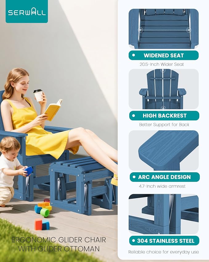 SERWALL Outdoor Glider Chair Set of 2 - Image 6
