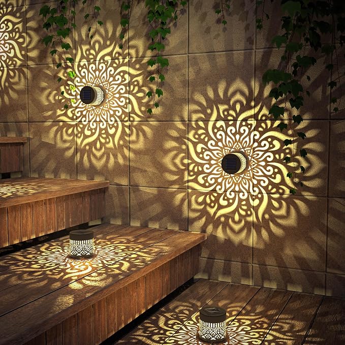 4 Pack Solar Fence Lights Metal Solar Powered Outdoor Wall Deck Step Lights - Image 3