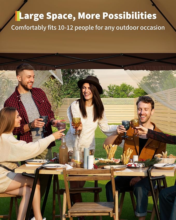 Canopy Tent 12x12 ft, Pop Up Gazebo One-Push Setup - Image 5