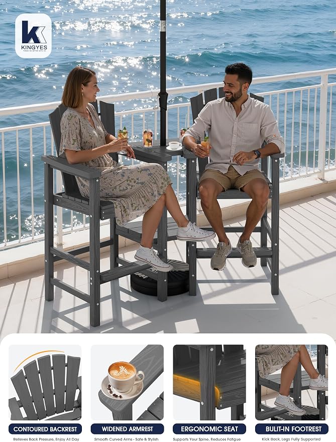 KINGYES Tall Adirondack Chair Set of 2 - Image 9