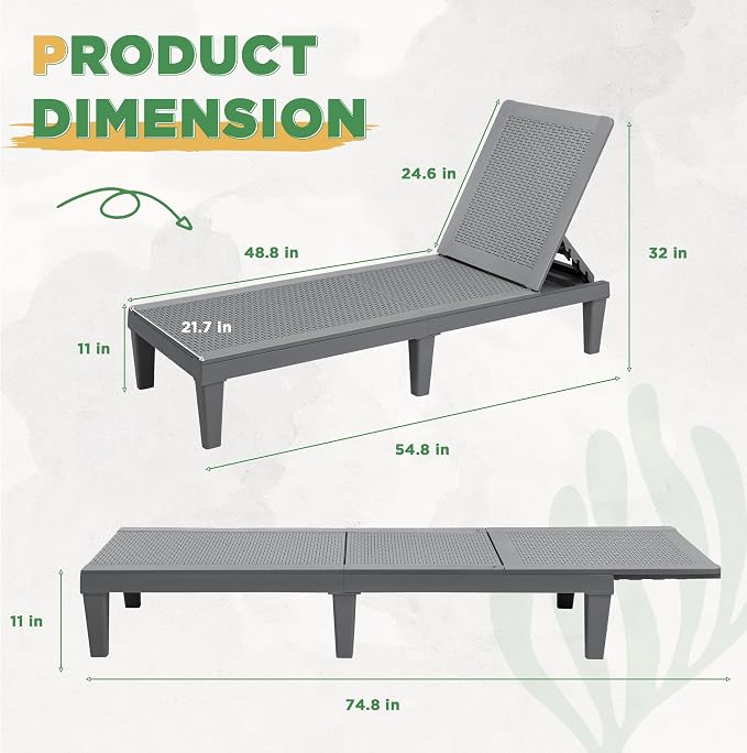 Greesum Outdoor Chaise Lounge Chairs Set of 2 - Image 3