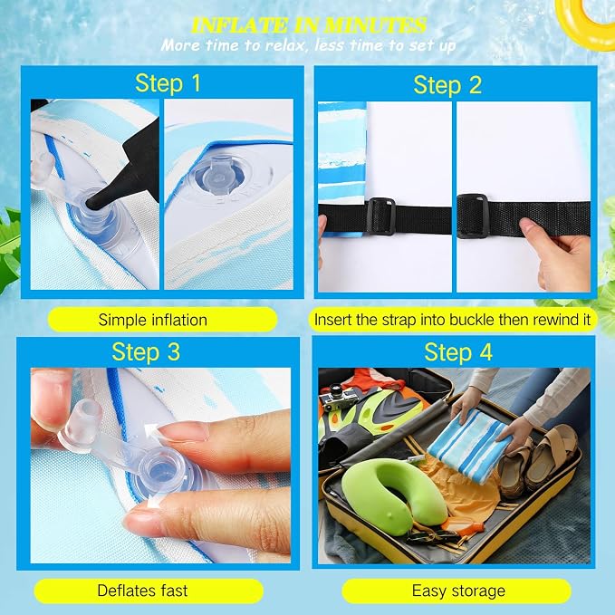 2 Pack Inflatable Pool Float for Adult Adjustable Hammock Float Chair Fabric - Image 3