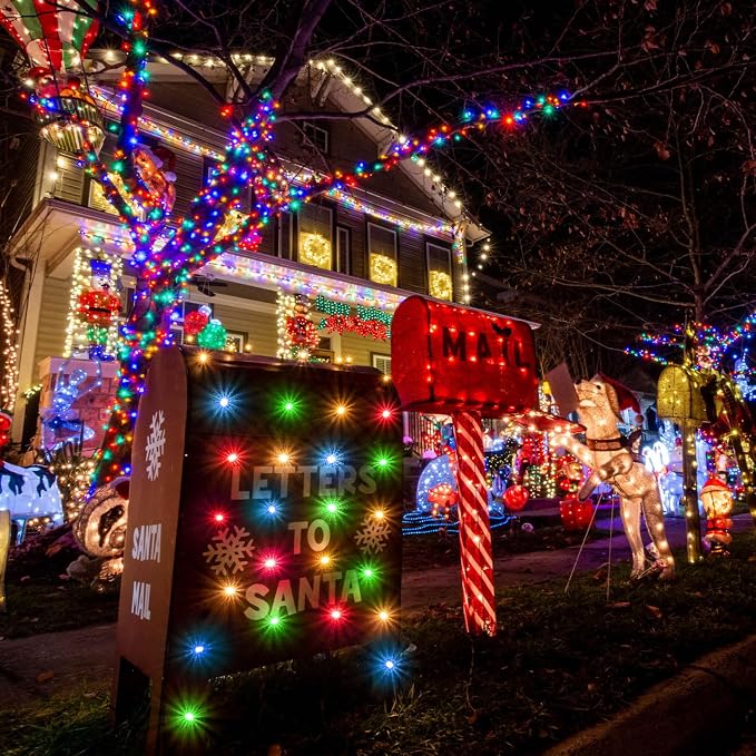 JMEXSUSS 600 LED Solar Christmas Lights Outdoor, 206.7 ft Multi Colored - Image 9