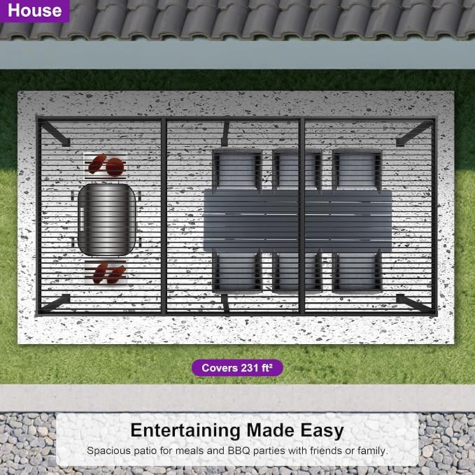 PURPLE LEAF Louvered Pergola 11' x 21' Aluminum Outdoor Pergola - Image 9