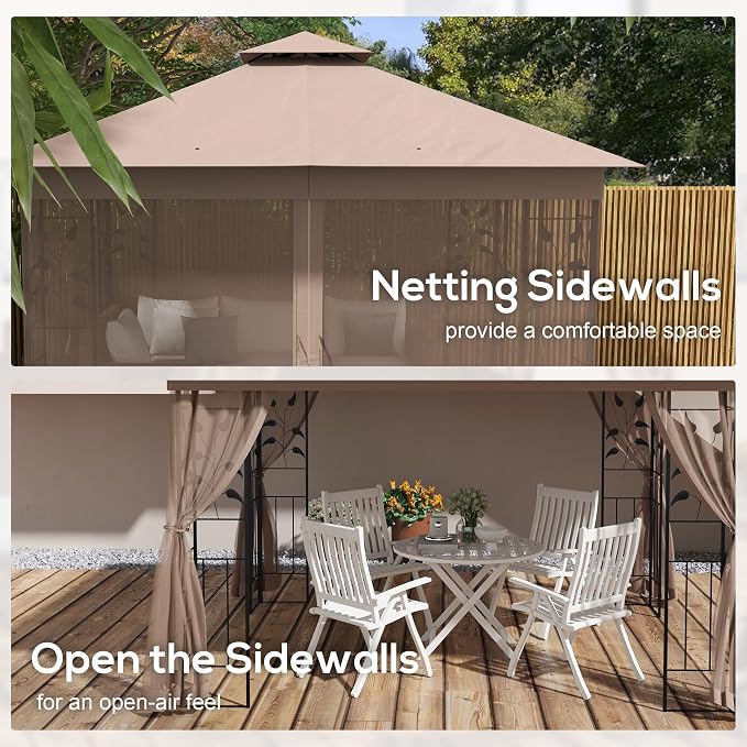 Outsunny 10' x 11.5' Metal Patio Gazebo, Double Roof Outdoor Gazebo Canopy - Image 5