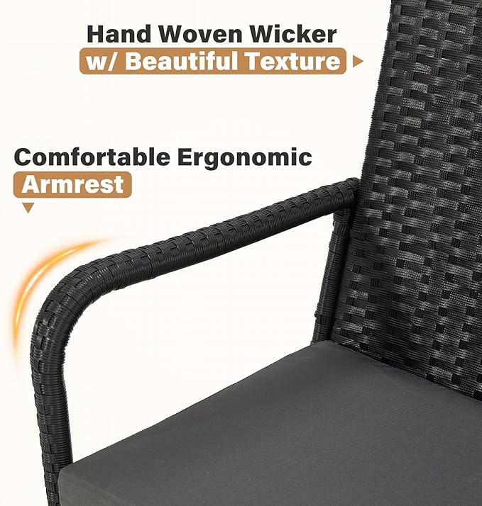 ECOTOUGE Patio Wicker Barstools Set of 4, Rattan Outdoor Bar Height Chairs - Image 4