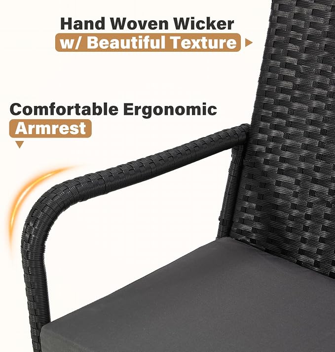 ECOTOUGE Set of 2 Patio Rattan Barstools, All-Weather Wicker Bar Height Chairs - Image 4