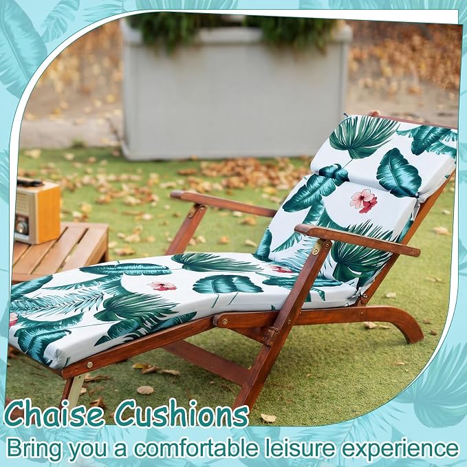 2 Pcs Indoor Outdoor Chaise Lounge Cushions 72 x 22 Inches Sponge Bench Outdoor - Image 7