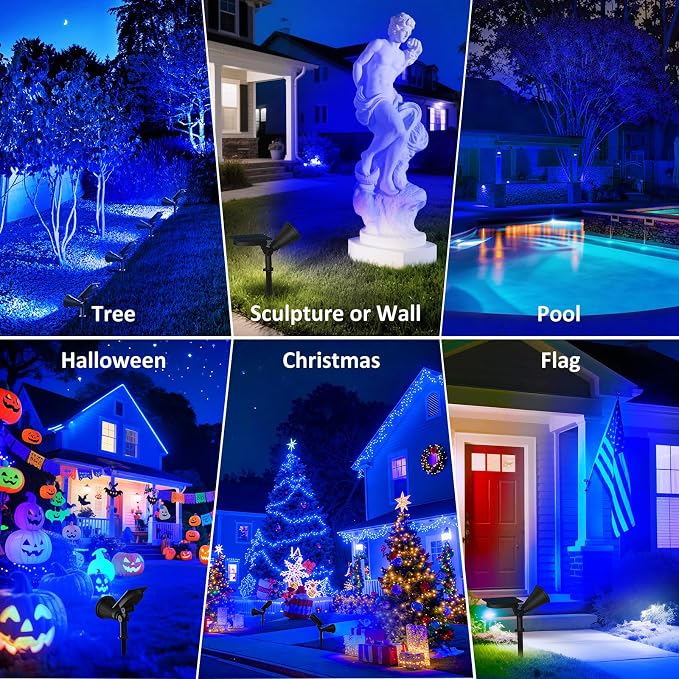 T-SUNUS Christmas Solar Landscape Spotlights Outdoor IP65 Waterproof Blue Spot - Image 6