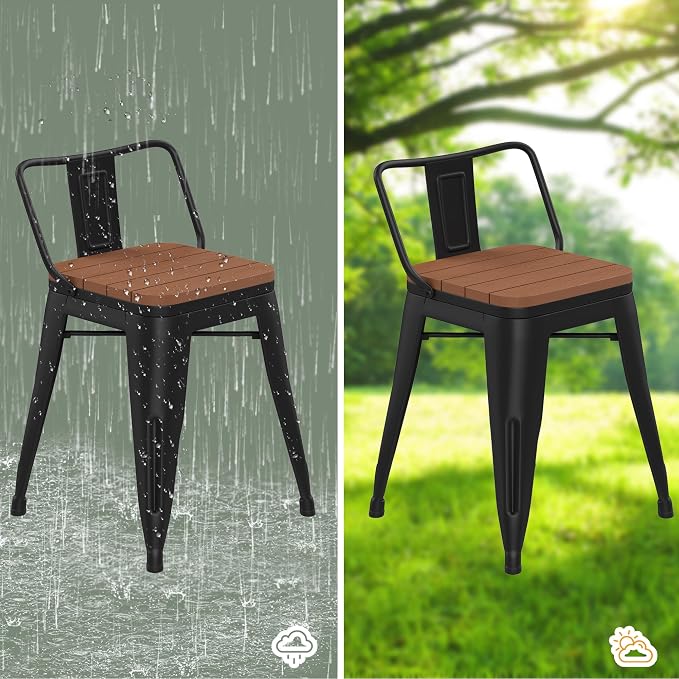 Andeworld 18 inch Outdoor Metal Patio Stools Set of 4, Farmhouse Kitchen - Image 3