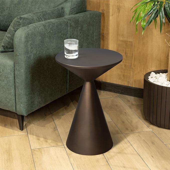 Small Drink Table, Round Martini Table, Drum End Table Side Table, Metal Accent - Image 3