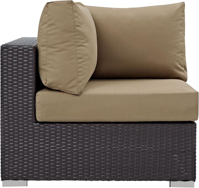Modway Convene Wicker Rattan Outdoor Patio Sectional Sofa Corner Seat in - Image 4
