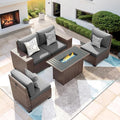 Patio Furniture Set with Fire Pit Table 5 Piece, Outdoor Conversation Sets by VonzoyHome