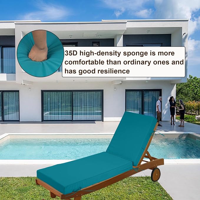 Chaise Lounge Cushions Outdoor Set of 2, Waterproof & Fade Resistant Patio - Image 6