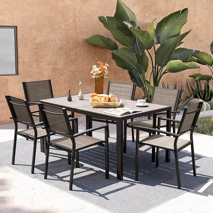Devoko Patio Dining Table for 6 Outdoor Patio Table 59" x 35" Weather-Resistant - Image 6