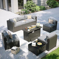 Aoxun Patio Furniture Set with Fire Pit Table, 8 Piece Outdoor Sectional Sofas by Aoxun