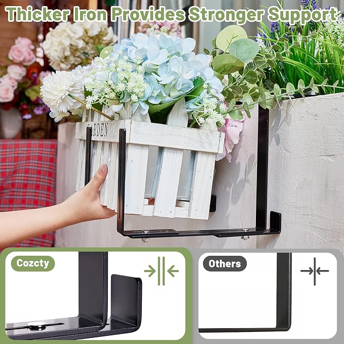 4 Pack Window Box Brackets, No Drill Adjustable Planter Box Brackets, Heavy - Image 7