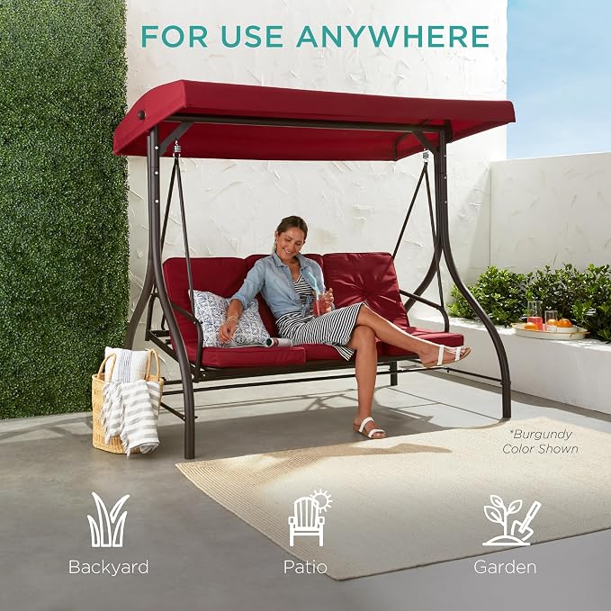 Best Choice Products 3-Seat Outdoor Large Converting Canopy Swing Glider - Image 6