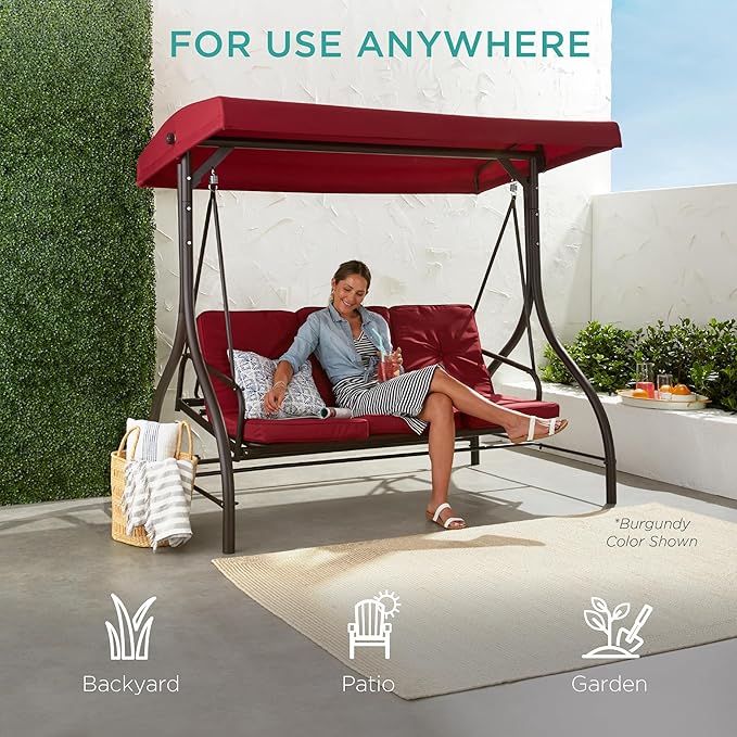 Best Choice Products 3-Seat Outdoor Large Converting Canopy Swing Glider - Image 6