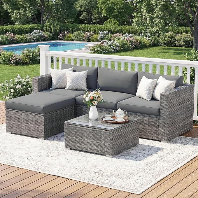 Wisteria Lane Outdoor Patio Furniture Set, All Weather Wicker Rattan Sectional by WisteriaLane