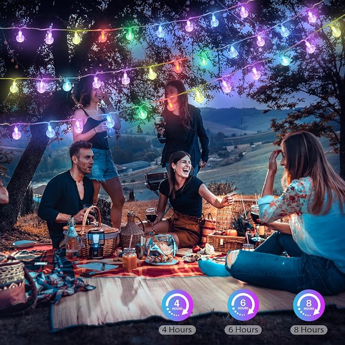 Color Changing String Lights Plug in, 33ft 60LED Connectable Crystal Globe - Image 9