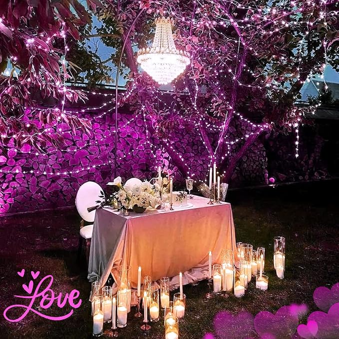 JMEXSUSS 4 Pack Pink Solar Lights, Each 33ft 100 LED Solar String Lights - Image 5