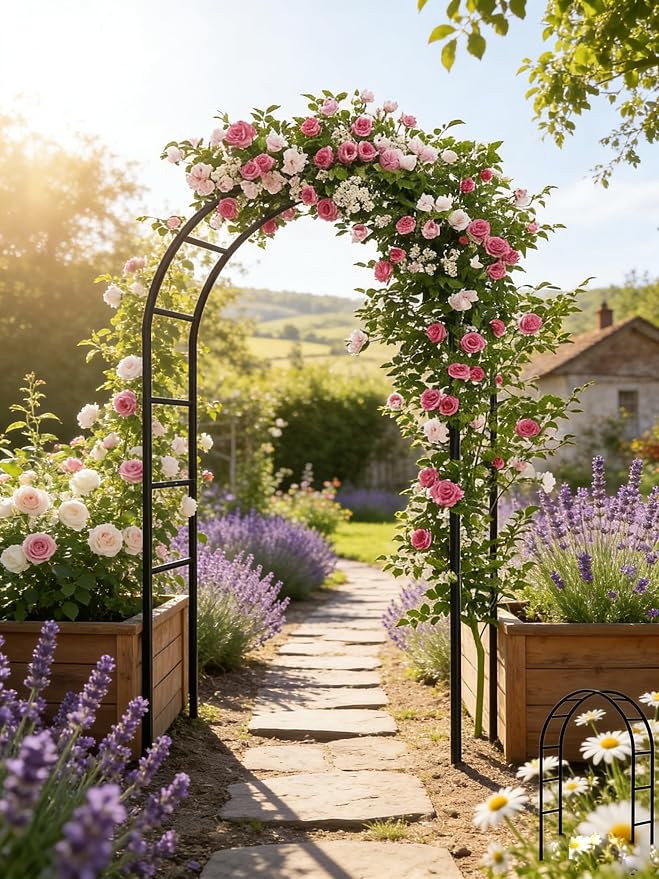Thickened Tube Garden Arch, 7.3ft Heavy-Duty Metal - Image 7