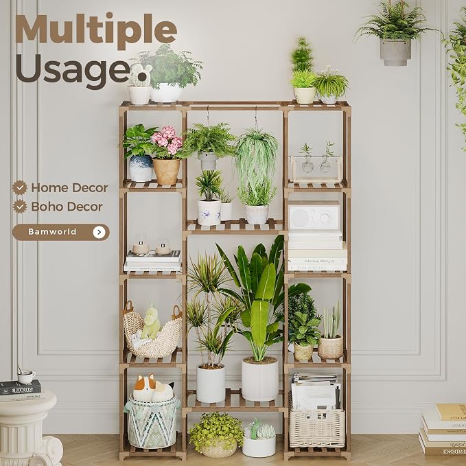 Bamworld 62.2'' Tall Plant Stand Indoor Large Plant Shelf - Image 4