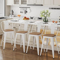 ALISH 30 Inch Industrial Bar Stools Set of 4, High Back Metal Barstools by ALISH
