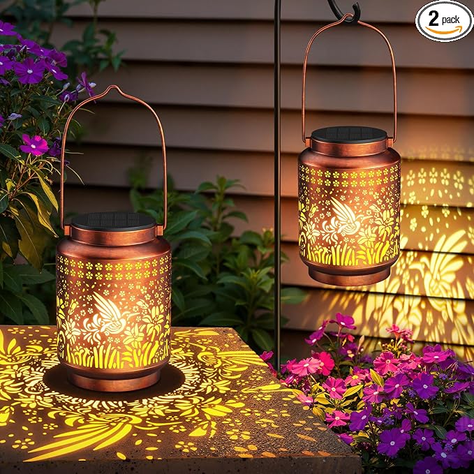 KOOPER 2 Pack Solar Lanterns Outdoor Waterproof Birthday Gifts by KOOPER