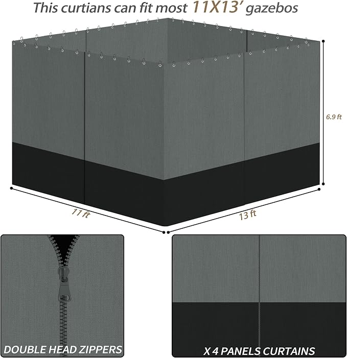 Gazebo Privacy Curtains 11' x 13' - Image 4