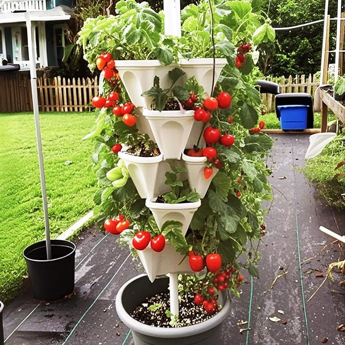 Strawberry Planters, 7 Tiered Vertical Stackable Planter, Herb Stacking Tower - Image 9