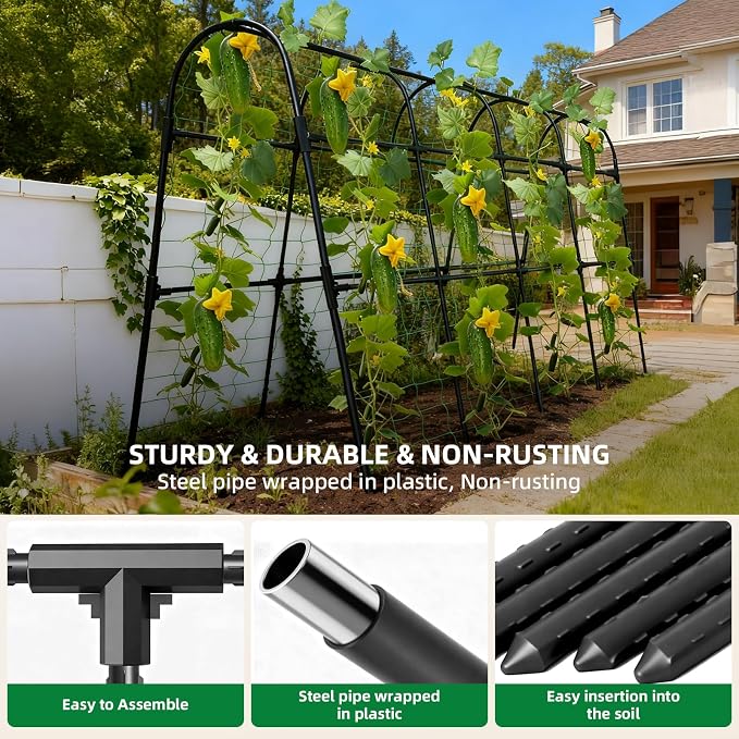 Cucumber Trellis for Raised Bed, U-Shape Garden Arch Metal Support for Climbing - Image 4