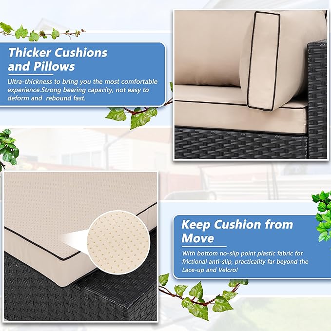 Shintenchi 5 Pieces Outdoor Patio Sectional Sofa Couch, Patio Conversation Sets - Image 4