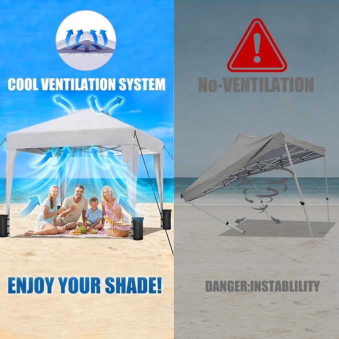 SANWAY 10x10 Pop up Canopy Tent, One-Button, Outdoor Instant Canopy Protable - Image 3