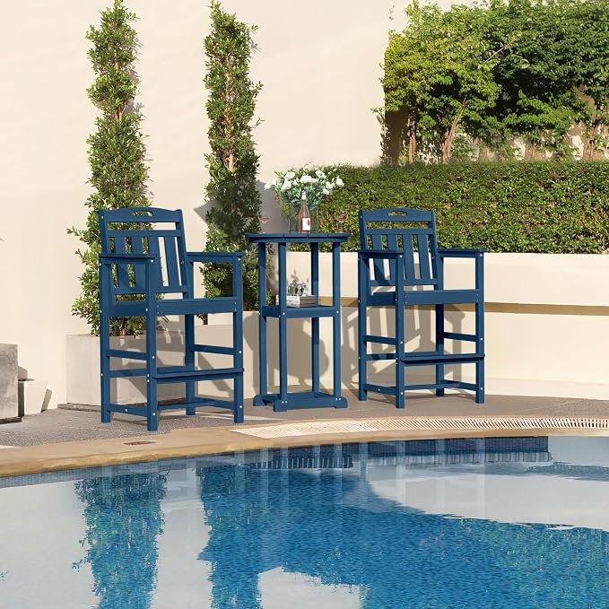 Outdoor Bistro Bar Set, Patio High Top Table and Bar Height Tall Adirondack - Image 2