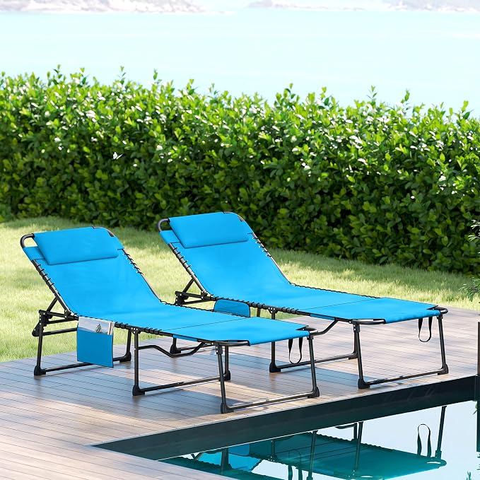 Outsunny 2 Piece Folding Chaise Lounge - Image 9