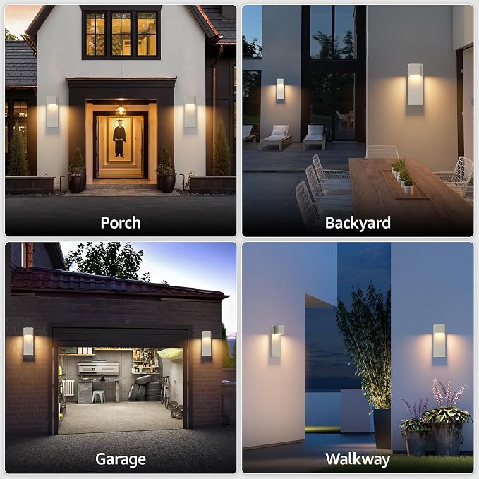 2 Pack 13" Modern Outdoor Led Wall Light, 16W 3000K 1200Lumen Porch & Patio - Image 3
