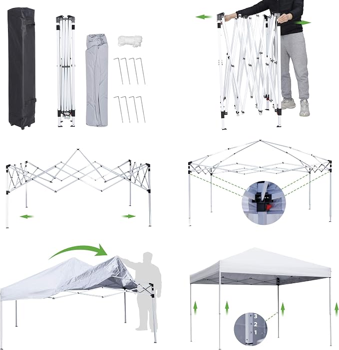 ZENY 10x10 Pop Up Canopy Tent Easy Set-up Outdoor Patio Canopy Adjustable - Image 6