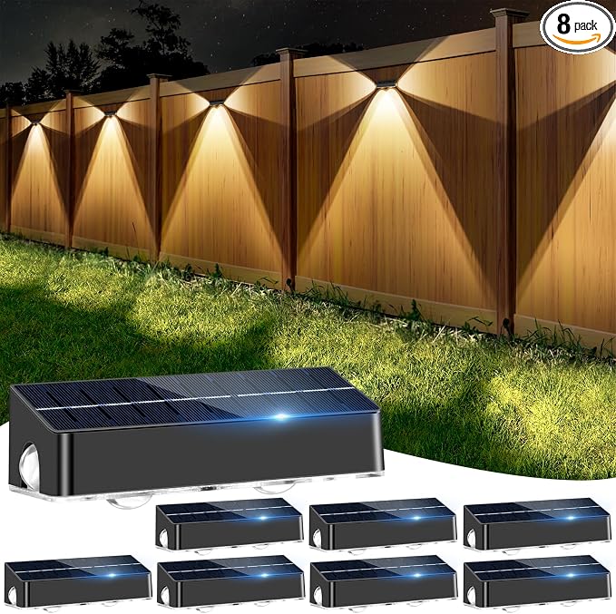 Solar Fence Lights 8 Pack Solar Fence Lights Outdoor by NIBUUECER