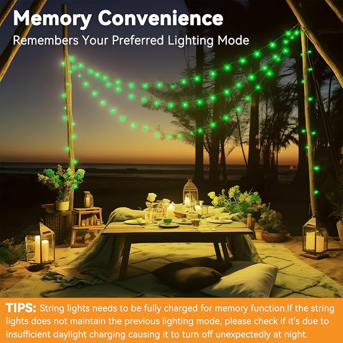 Solar String Lights Outdoor Waterproof 33ft 100LED 8 Modes Twinkle Lights Solar - Image 3