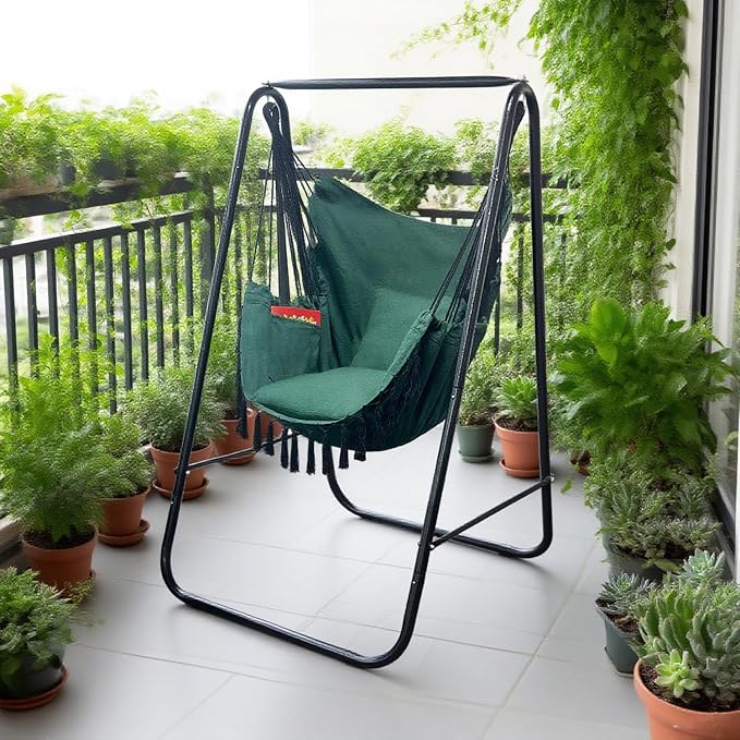 Hammock Chair with Stand, Heavy-Duty Hammock Stand with Large Indoor Swing - Image 6