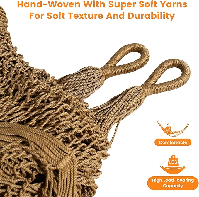Lazy Daze Hammocks Handwoven Mayan Hammock, 10.5 FT Soft Rope Double Hammocks - Image 4