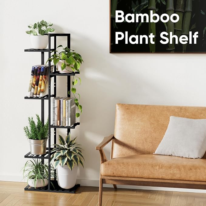 ROSSNY 48 Inch Tall Plant Stand Indoor, 6 Tier 7 Potted Bamboo Plant Stands - Image 5