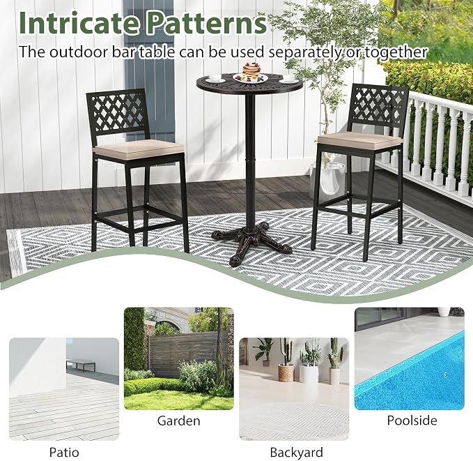 COSTWAY 24" Patio Round Bar Table, 41.5" Pub Height Cast Aluminum High Top Table - Image 8