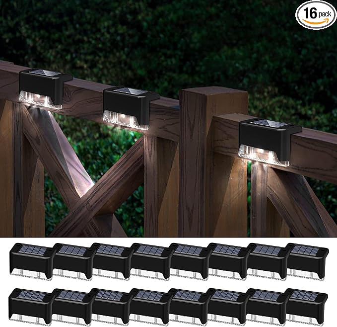 pearlstar Solar Deck Lights, 16 Pack Step Light Waterproof LED Stair Lights by pearlstar