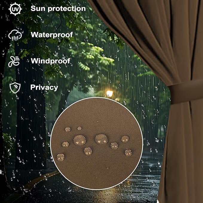 slashome 10'x12' Outdoor Gazebo Curtains Waterproof, Sidewalls - Image 2