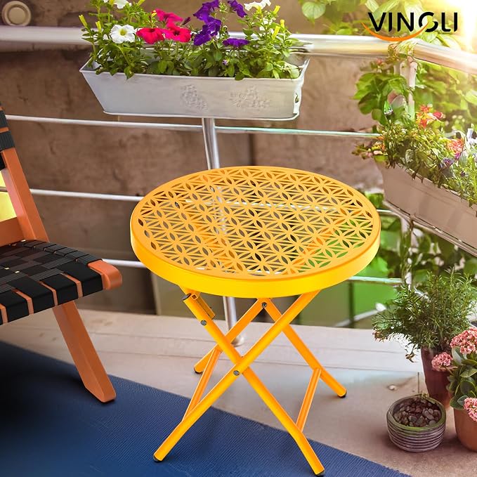 VINGLI Patio Folding Side Table, Small Outdoor Table - Image 7